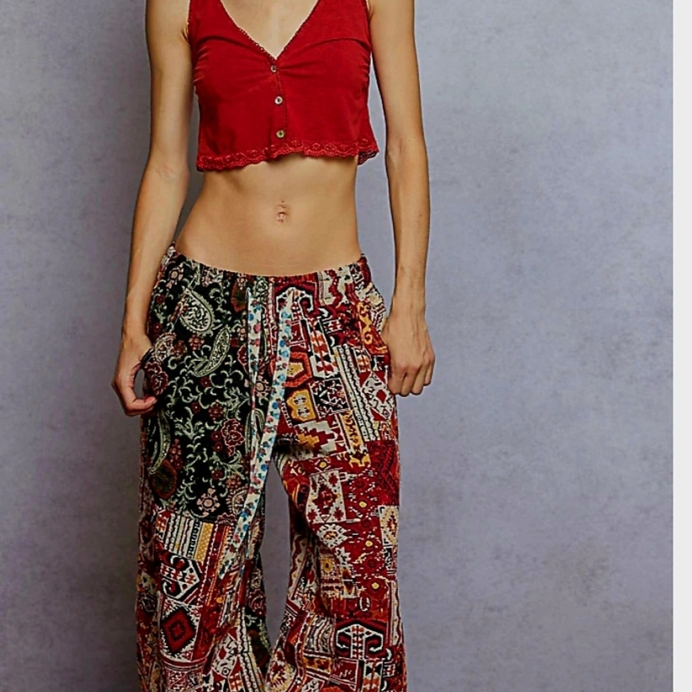 POL Red and Black Patchwork Joggers - image 1